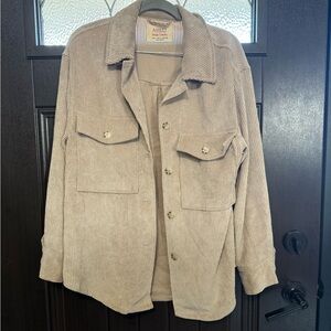 Ashley By 26 International Women’s Oversized Fit Beige Corduroy Jacket